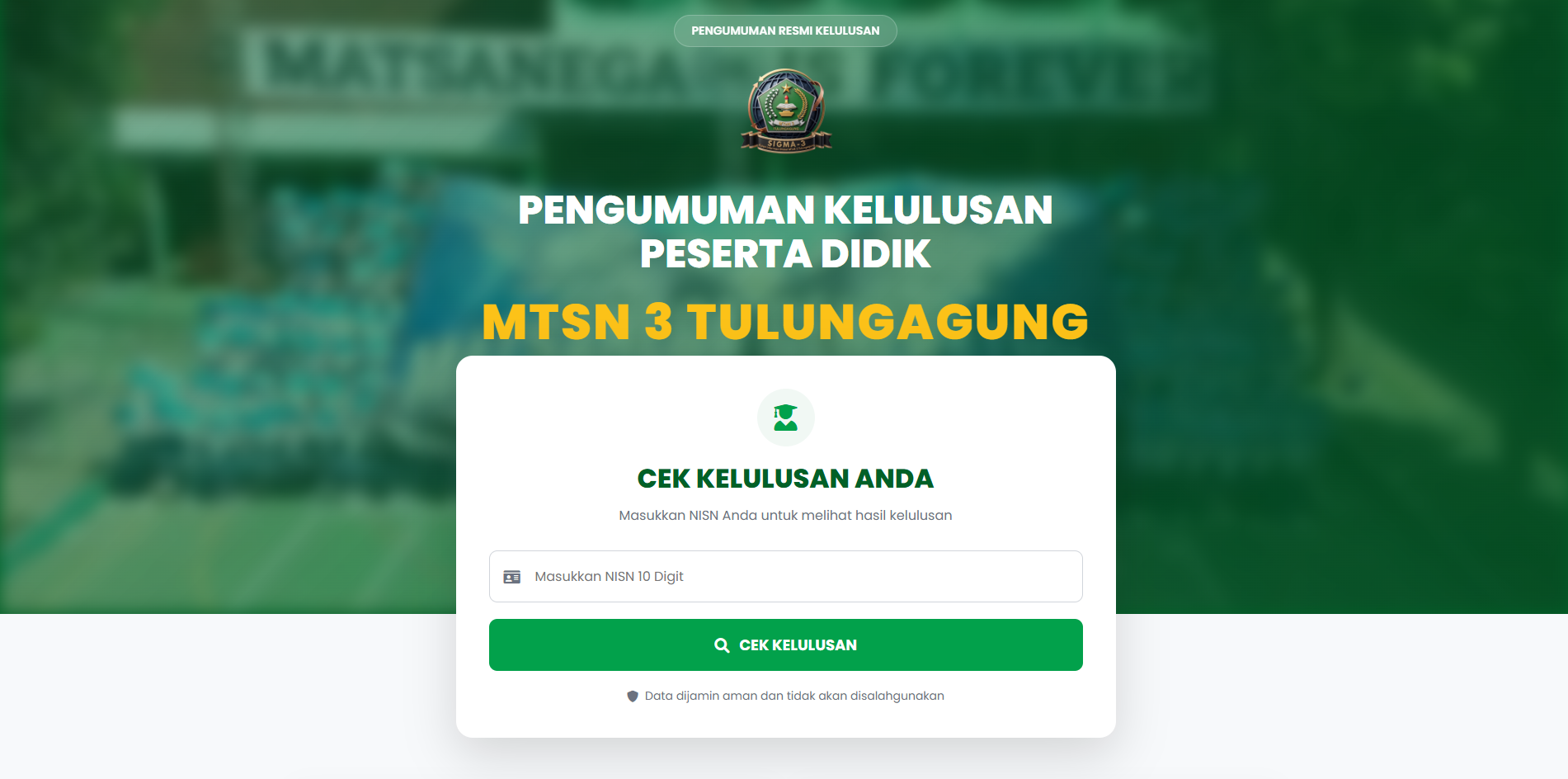 Website Kelulusan MTsN 3 Tulungagung